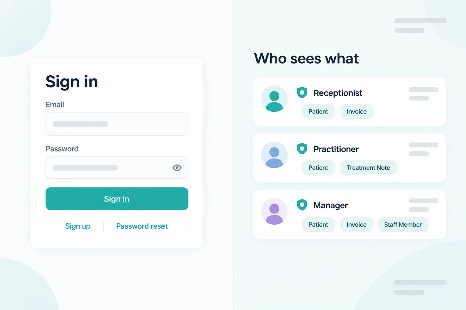 The sign-in screen and who sees what